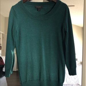Xxs petite forest green j crew wool tippy sweater.